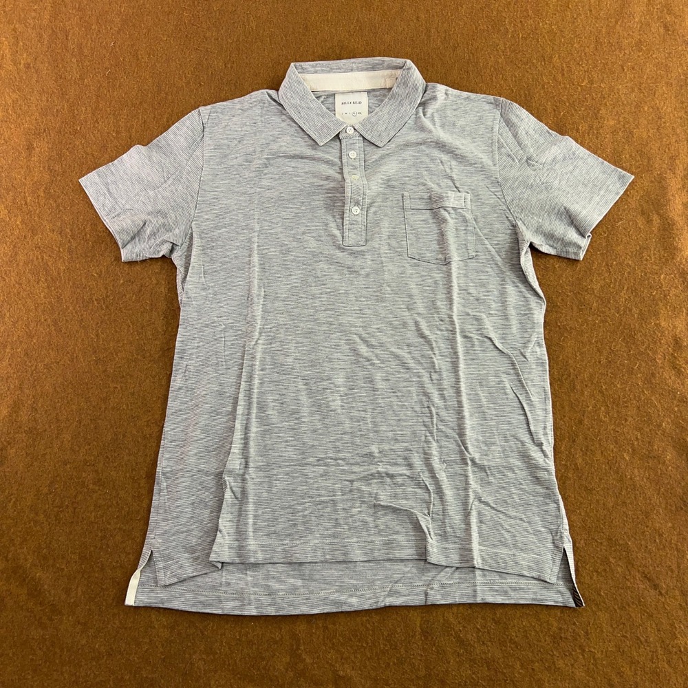 Billy Reid Mens XL Gray Space Dye Short Sleeve Pocket Polo Shirt